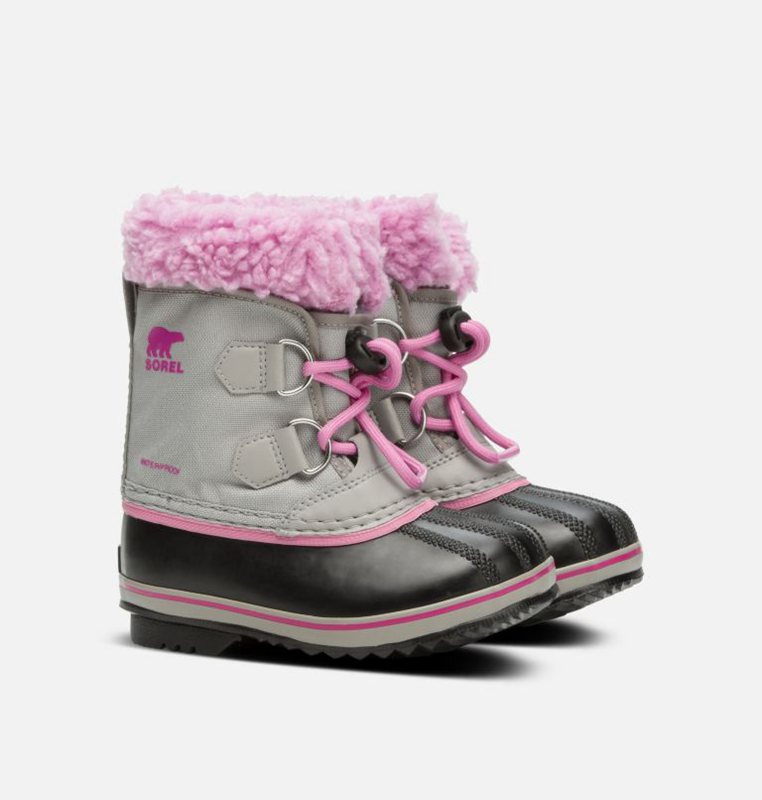 Kids Snow Boots Grey/Black/Pink - Sorel Childrens Yoot Pac™ Nylon - 561730-OGQ